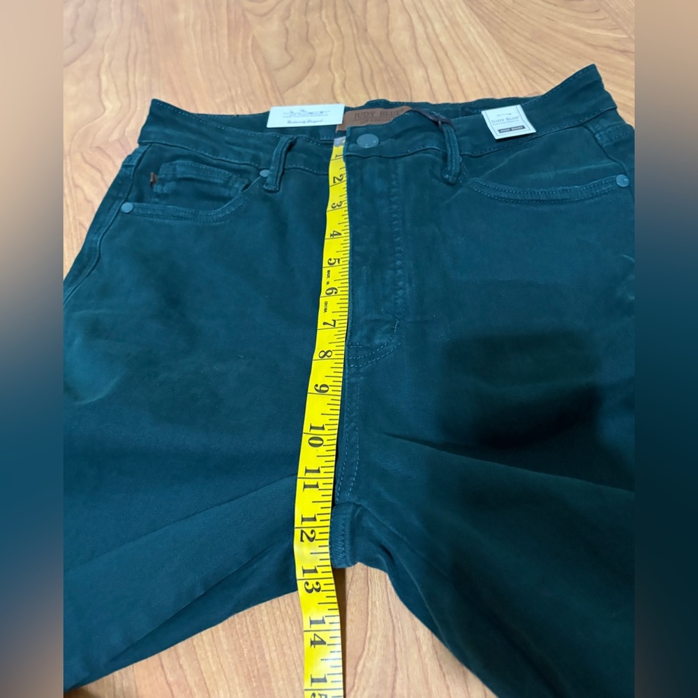 Judy Blue Tummy Control Wide Leg Jeans Size 11 Teal Green High-Waisted Cropped - Picture 5 of 16